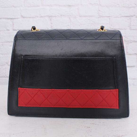 Chanel Trapezoid Flap Bag Two Tone Lambskin Leather Shoulder Crossbody Bag A4695 - Picture 5 of 13